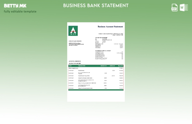 модерен стил USA ACE деловни проверки на изјава за сметка Word и PDF шаблон